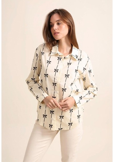 CHEMISE BEIGE ET NŒUDS