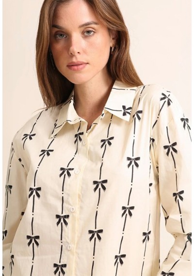 CHEMISE BEIGE ET NŒUDS