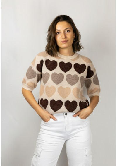 M JERSEY BEIGE et CŒURS (G)